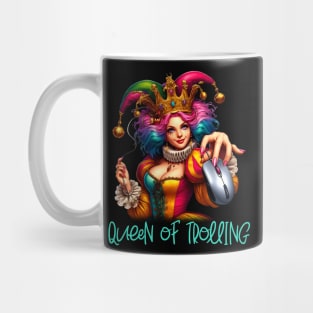 The Queen of Trolling - Whimsical Jester Crown & Computer Mouse Tee Mug